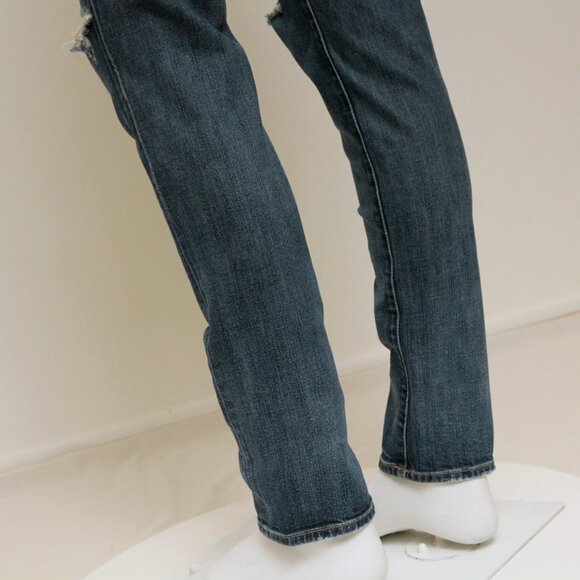 7 For All Mankind Josefina Distressed Mid Rise Straight Leg Jeans - Picture 7 of 15